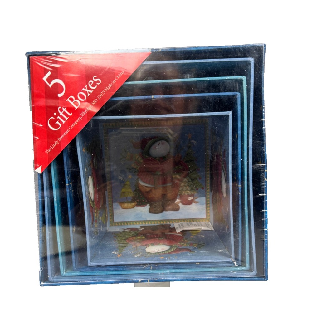 Lindy Bowman Vintage 5-Piece Christmas Nesting Gift Box Set Original Packaging